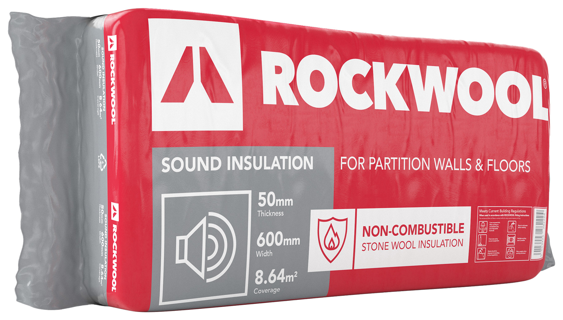 Rockwool Sound Insulation Slab - 50 x 600 x 1200mm