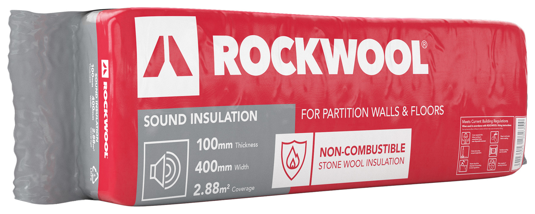 Rockwool Sound Insulation Slab - 100 x 400 x 1200mm