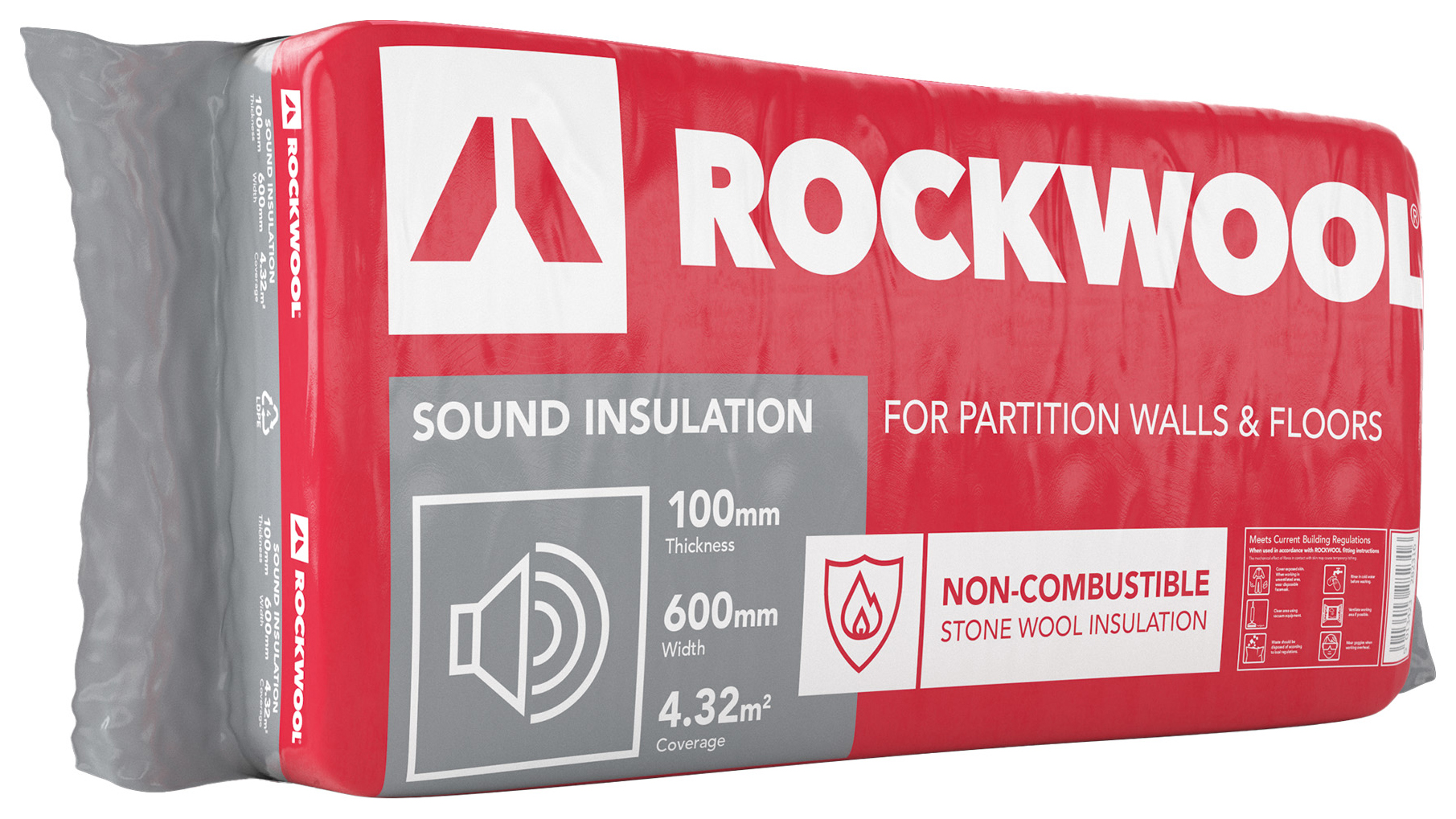 Rockwool Sound Insulation Slab - 100 x 600 x 1200mm