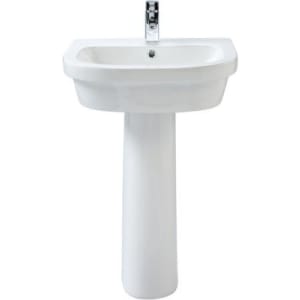 Wickes Phoenix Ceramic Bathroom Basin with Full Pedestal - 520mm
