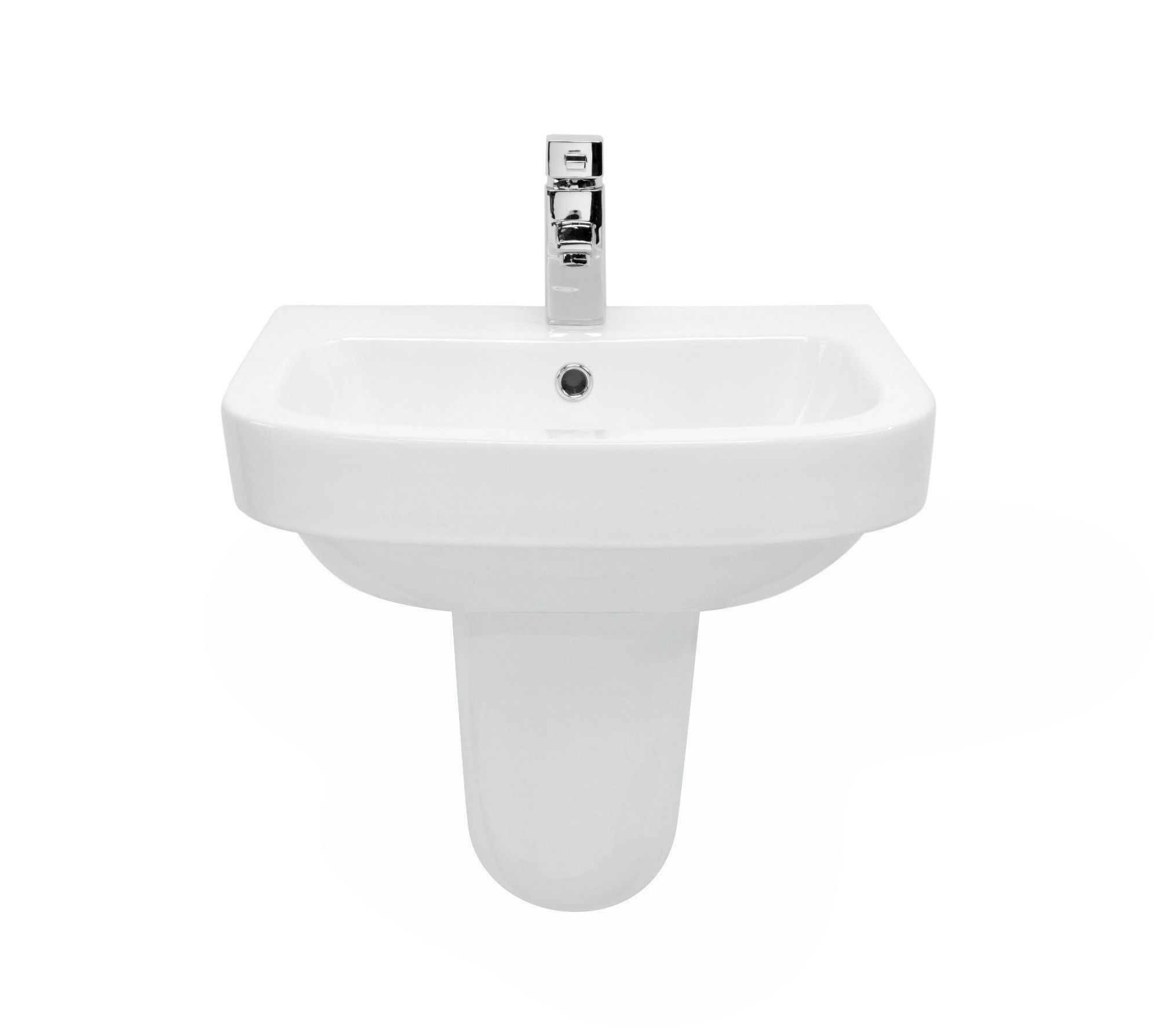 Wickes Phoenix Ceramic Wall Hung Bathroom Basin with Semi Pedestal - 520mm