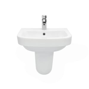 Wickes Phoenix Ceramic Wall Hung Bathroom Basin with Semi Pedestal - 520mm