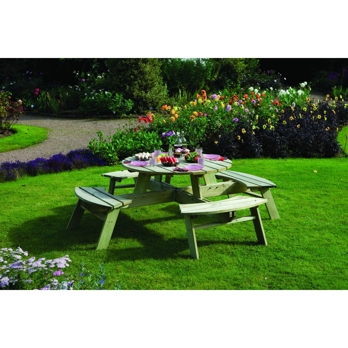 Image of Rowlinson Round Garden Picnic Table