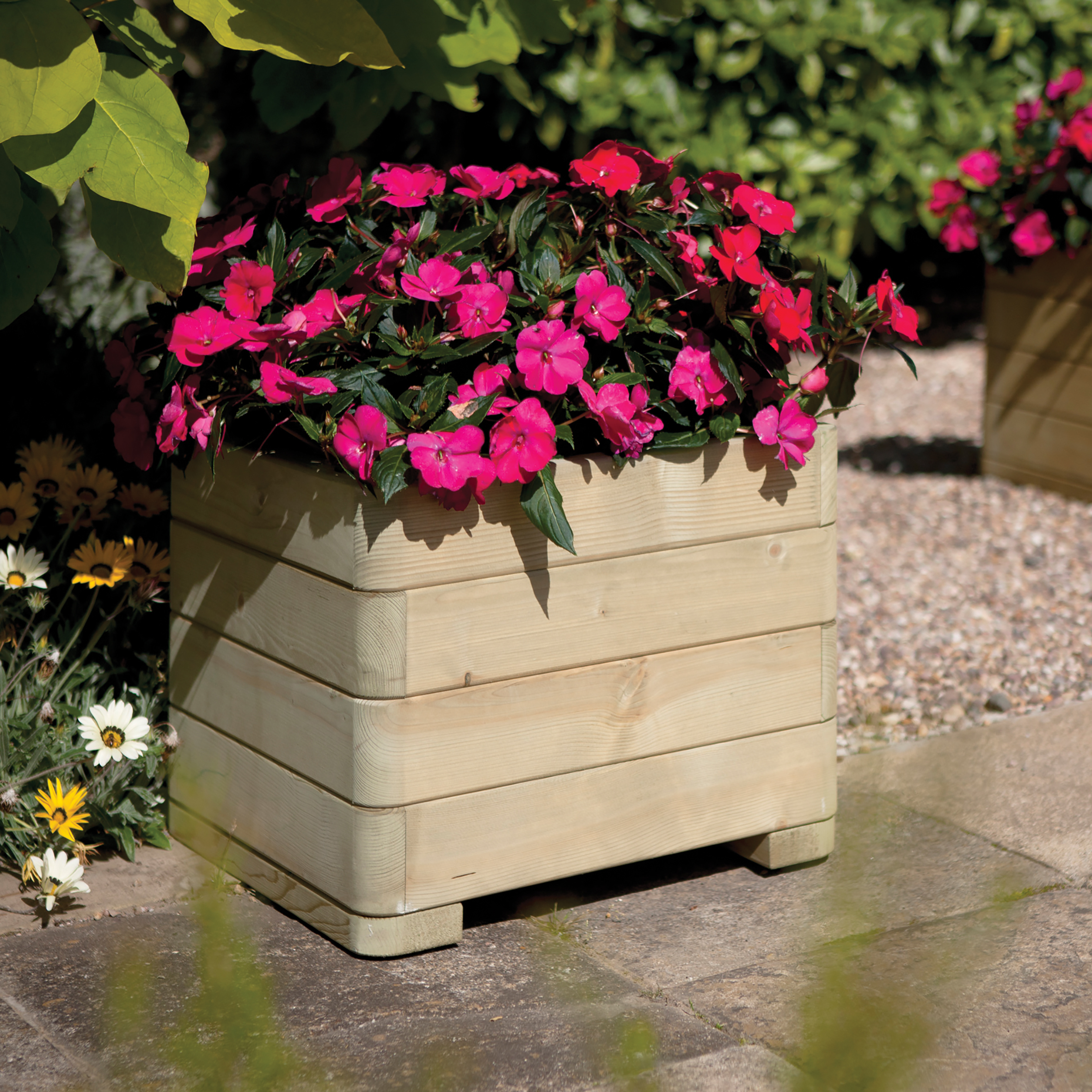 Wickes Marberry Square Timber Planter - 390 x 500 x 500mm