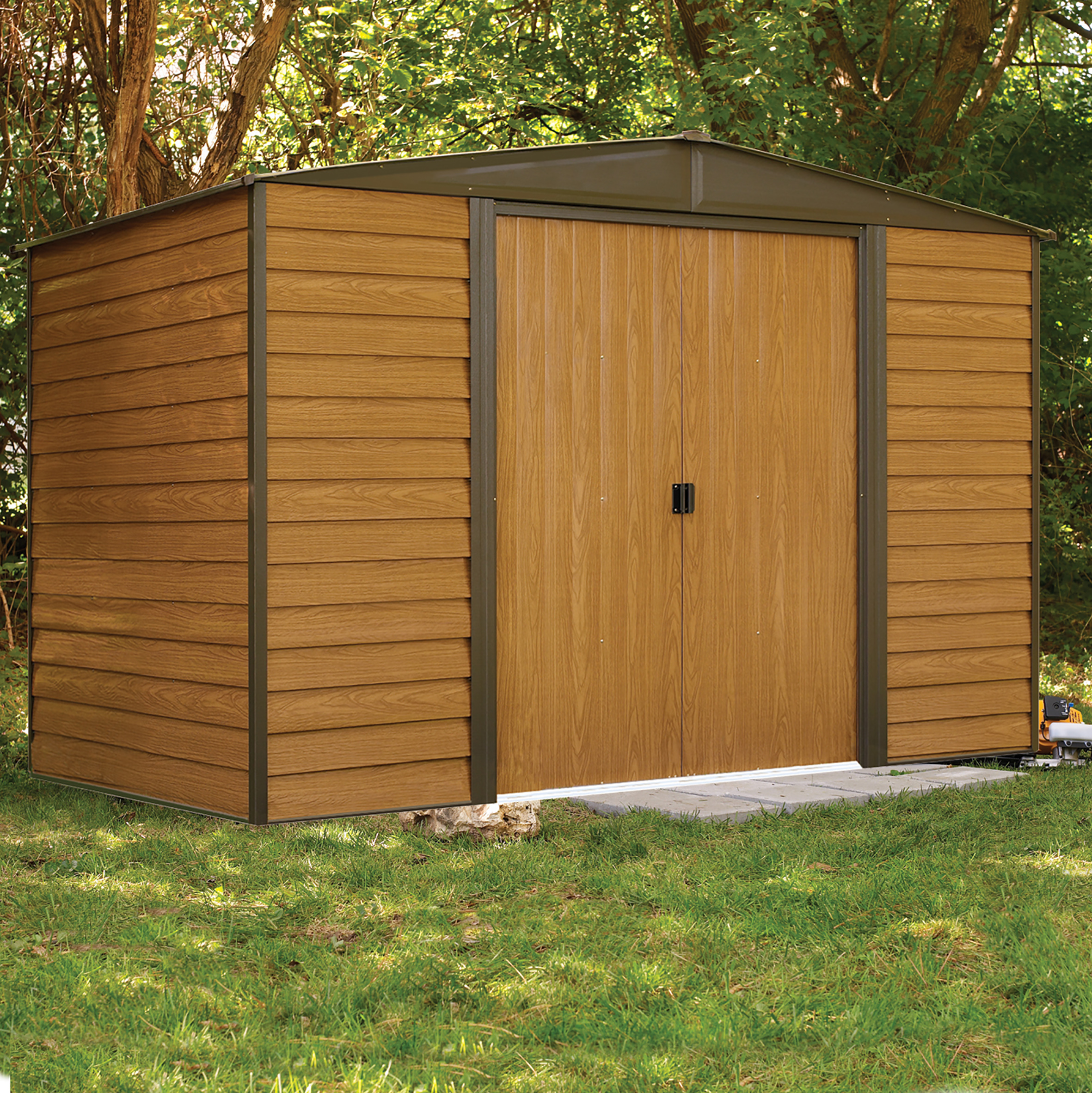 Image of Rowlinson Woodvale 10 x 6ft Large Double Door Metal Apex Shed without Floor