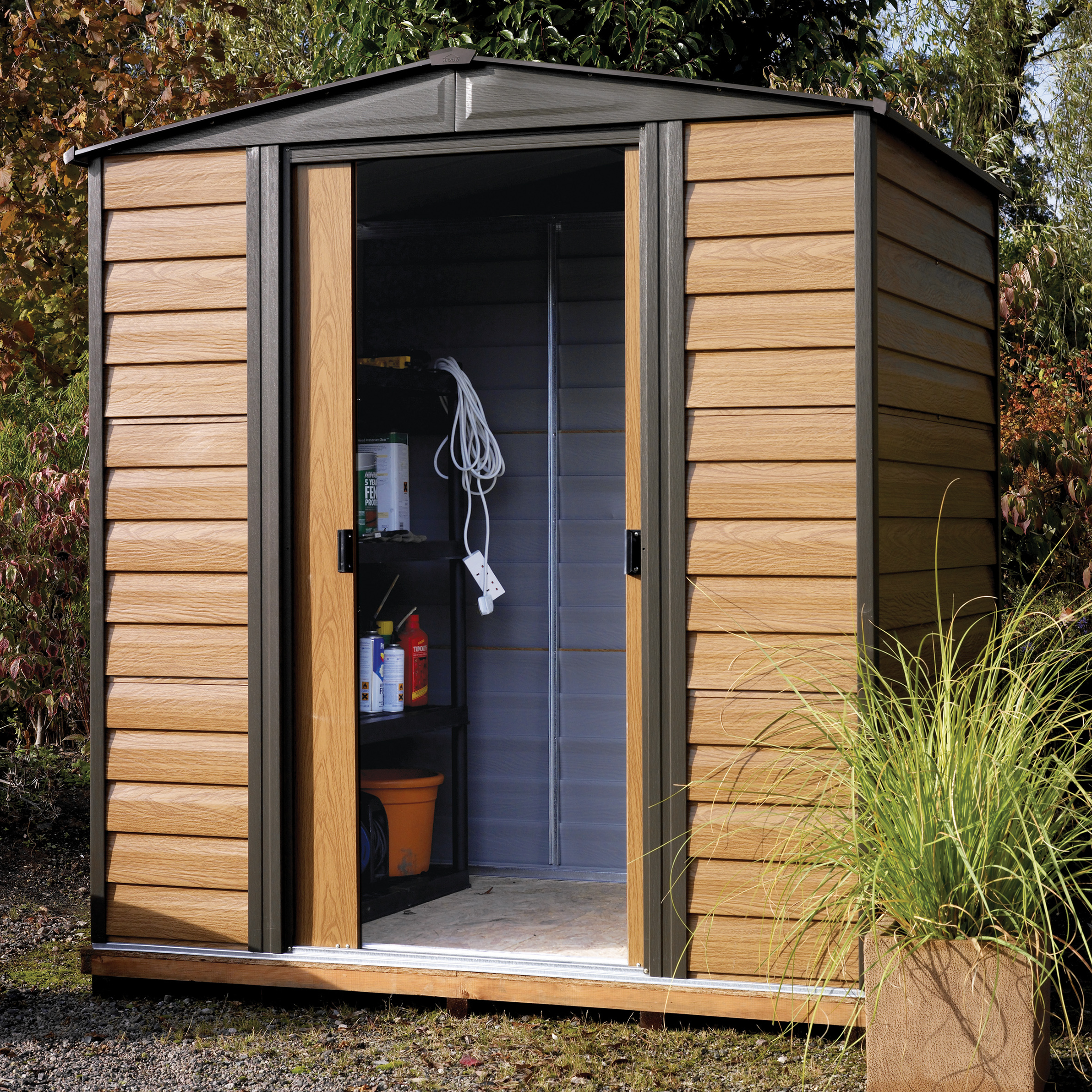 Rowlinson Woodvale 6 x 5ft Double Door Metal Apex Shed including Floor