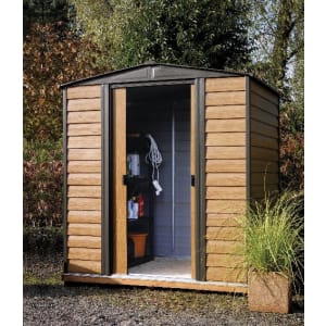 Image of Rowlinson Woodvale 6 x 5ft Double Door Metal Apex Shed including Floor