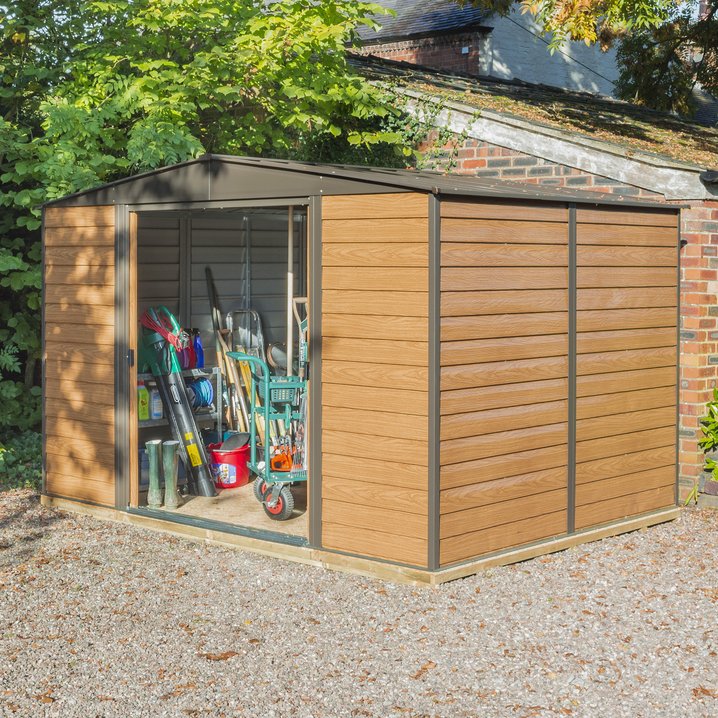 Rowlinson Woodvale 10 x 8ft Large Double Door Metal Apex Shed including Floor