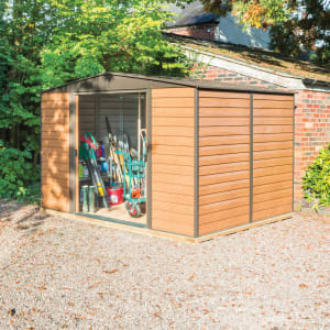 Rowlinson Woodvale 10 x 8ft Large Double Door Metal Apex Shed including Floor