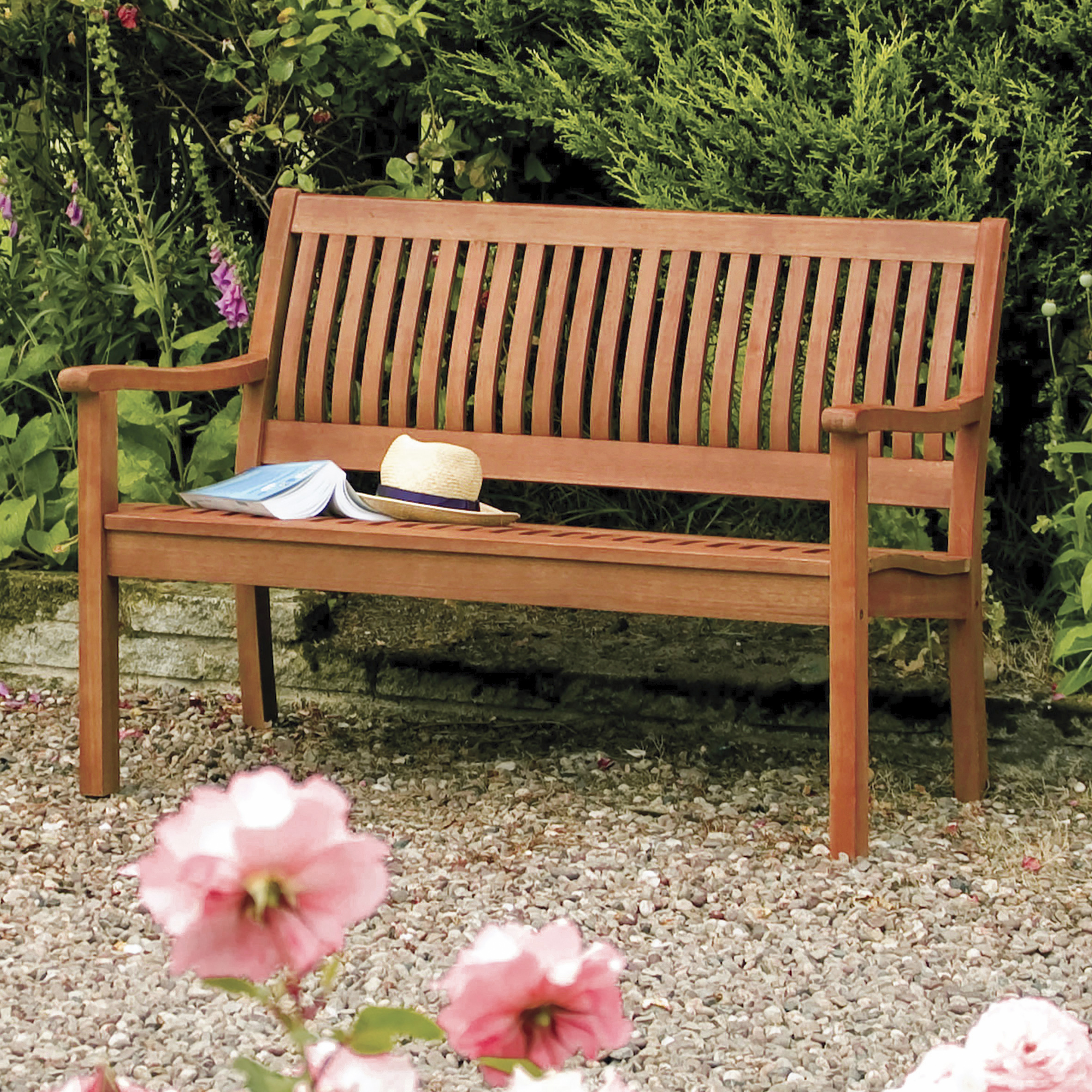 Image of Rowlinson Willington Hardwood Garden Bench - 690mm x 1.24m