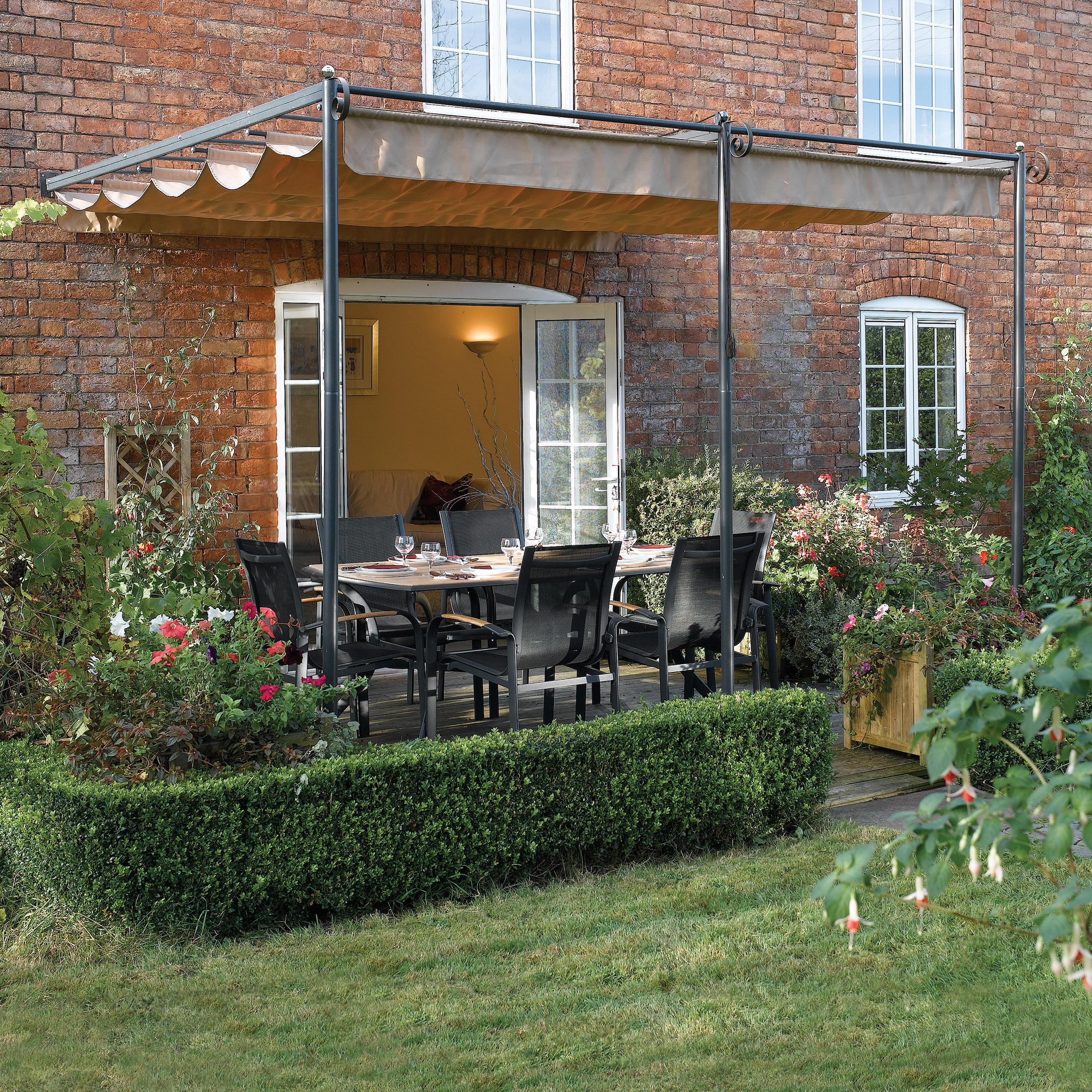 Image of Rowlinson St. Tropez Retractable Garden Canopy Grey - 3300 x 3000 mm