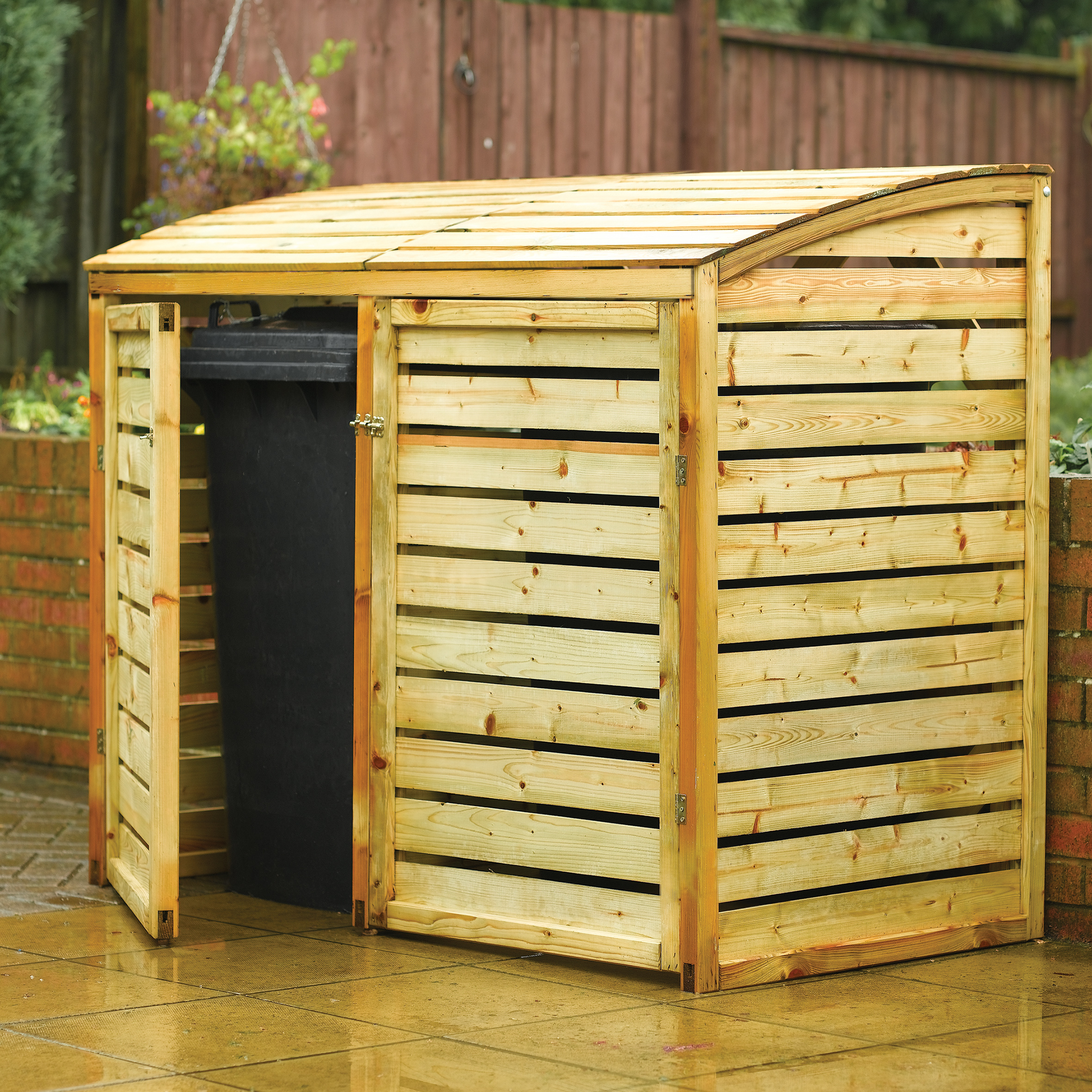 Rowlinson 5 x 3ft Large Timber Double Wheelie Bin Storage