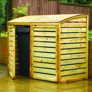 Image of Rowlinson 5 x 3ft Large Timber Double Wheelie Bin Storage
