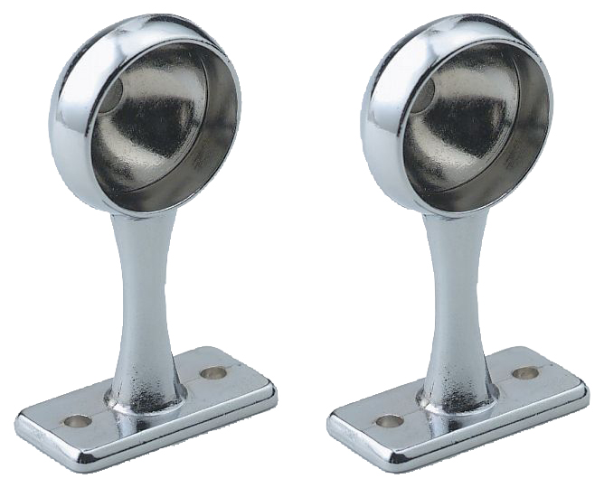 Image of Wickes Interior Deluxe End Rail Bracket - 25mm Chrome Pack of 2