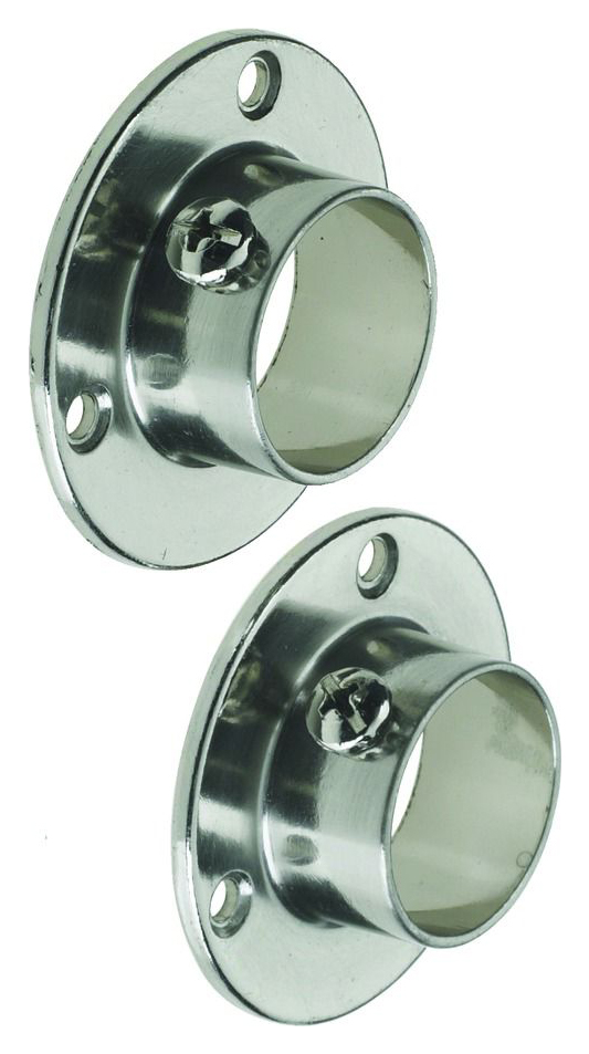 Image of Wickes Interior Wardrobe Rail Retaining Socket - 25mm Brushed Nickel Pack of 2