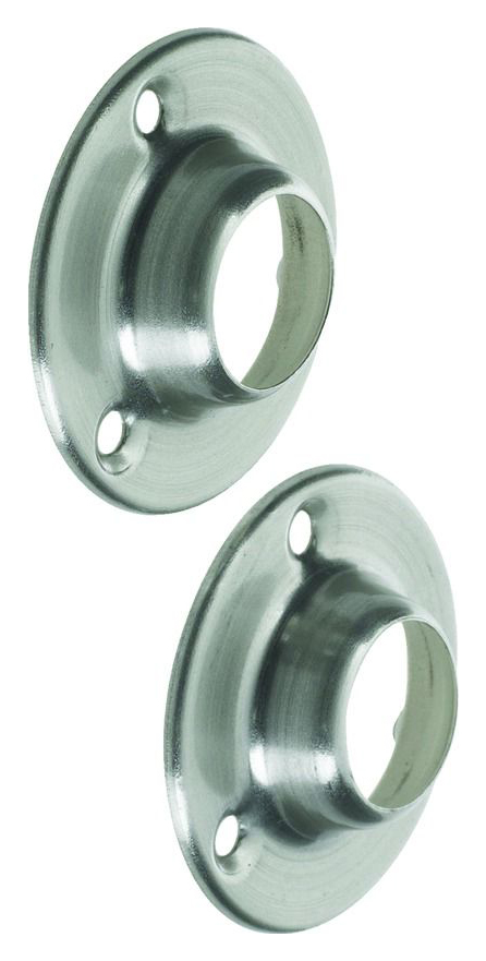 Rothley Brushed Nickel Interior Wardrobe Rail Socket - 19mm - Pack of 2