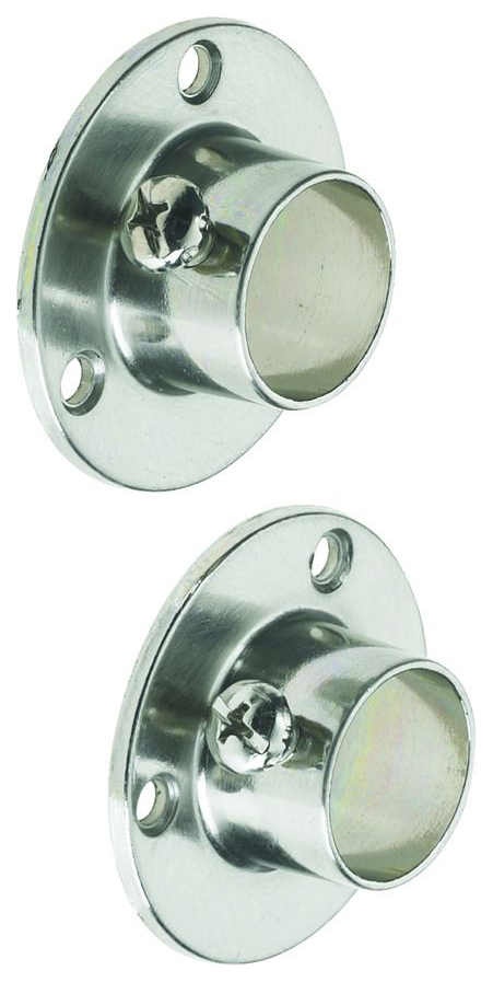 Rothley Brushed Nickel Interior Wardrobe Rail Retaining Socket - 19mm - Pack of 2