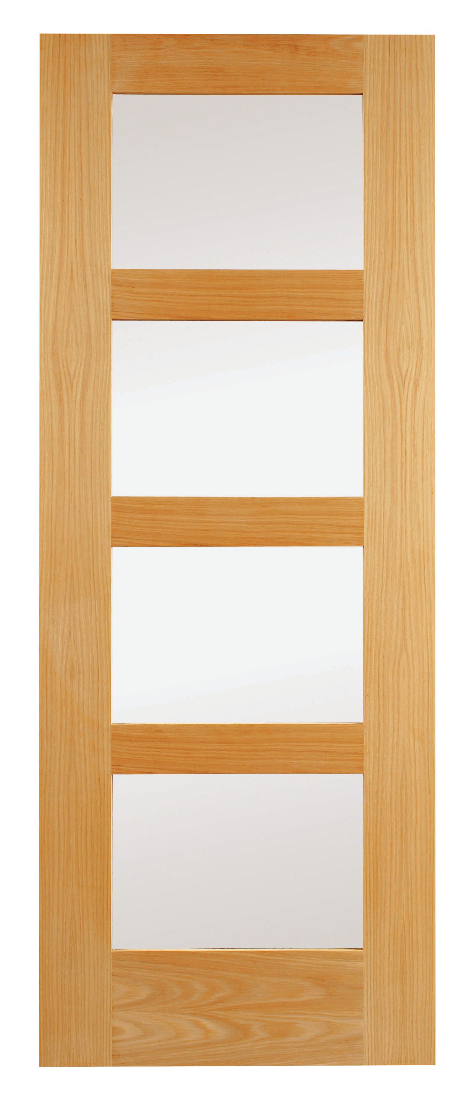 Wickes Marlow Glazed Oak Veneer 4 Panel Shaker Internal Door - 1981 x 686mm