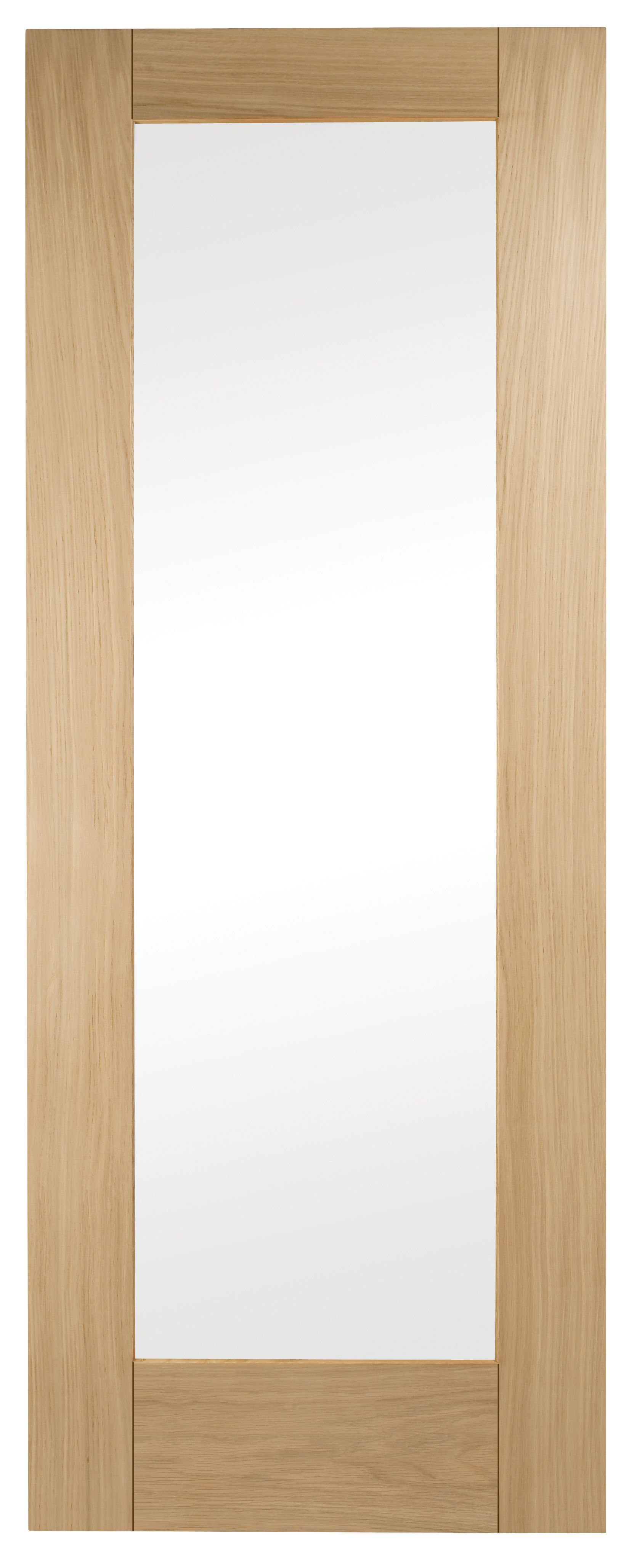 Image of Wickes Oxford Glazed Oak Veneer 1 Panel Internal Door - 1981 x 686mm