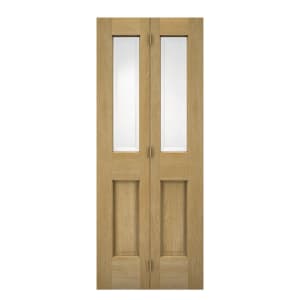 Wickes Cobham Glazed Oak 4 Panel Internal Bi-fold Door - 1981mm x 686mm