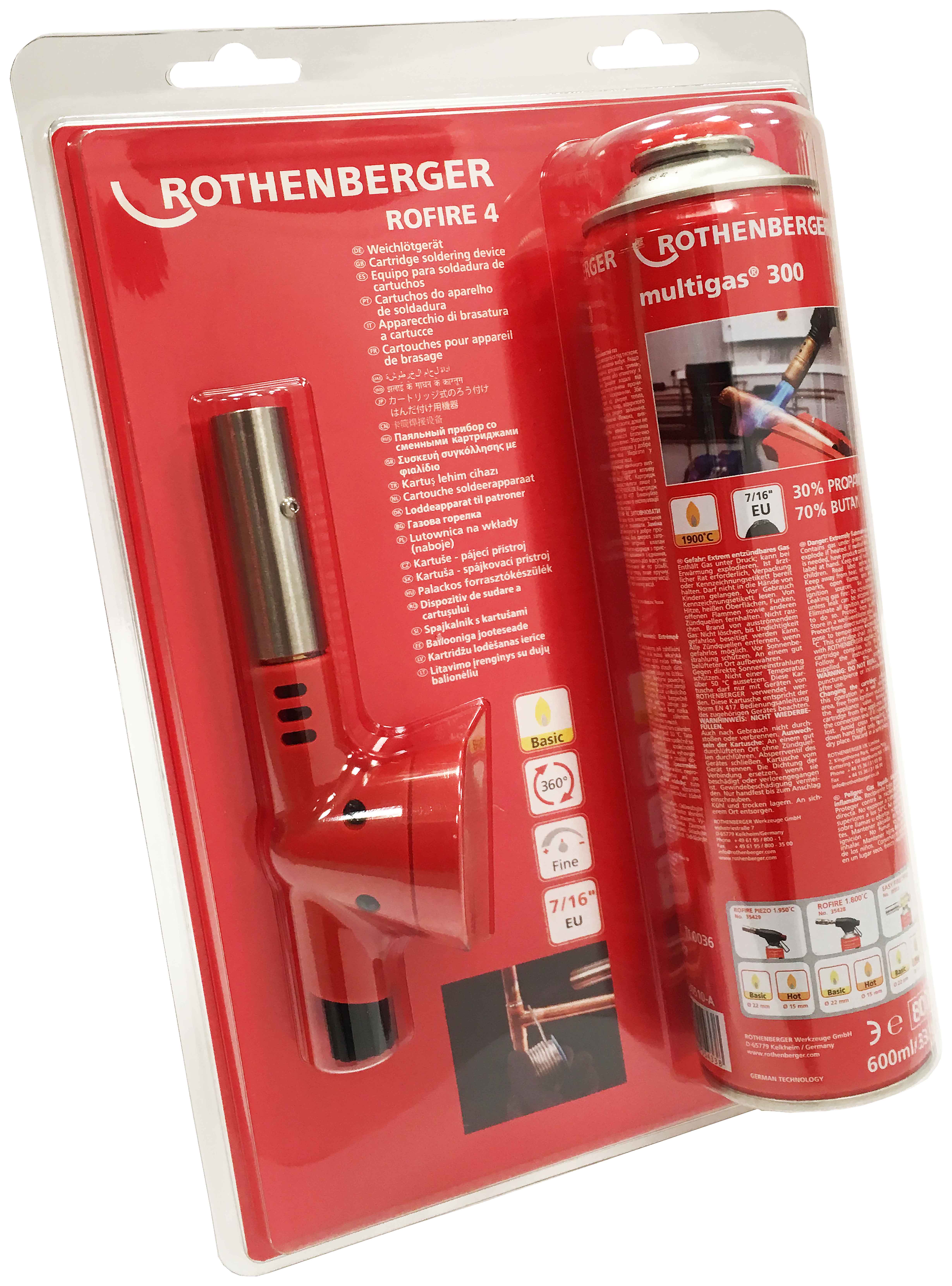 Rothenberger Rofire Multigas Torch & Cylinder Kit