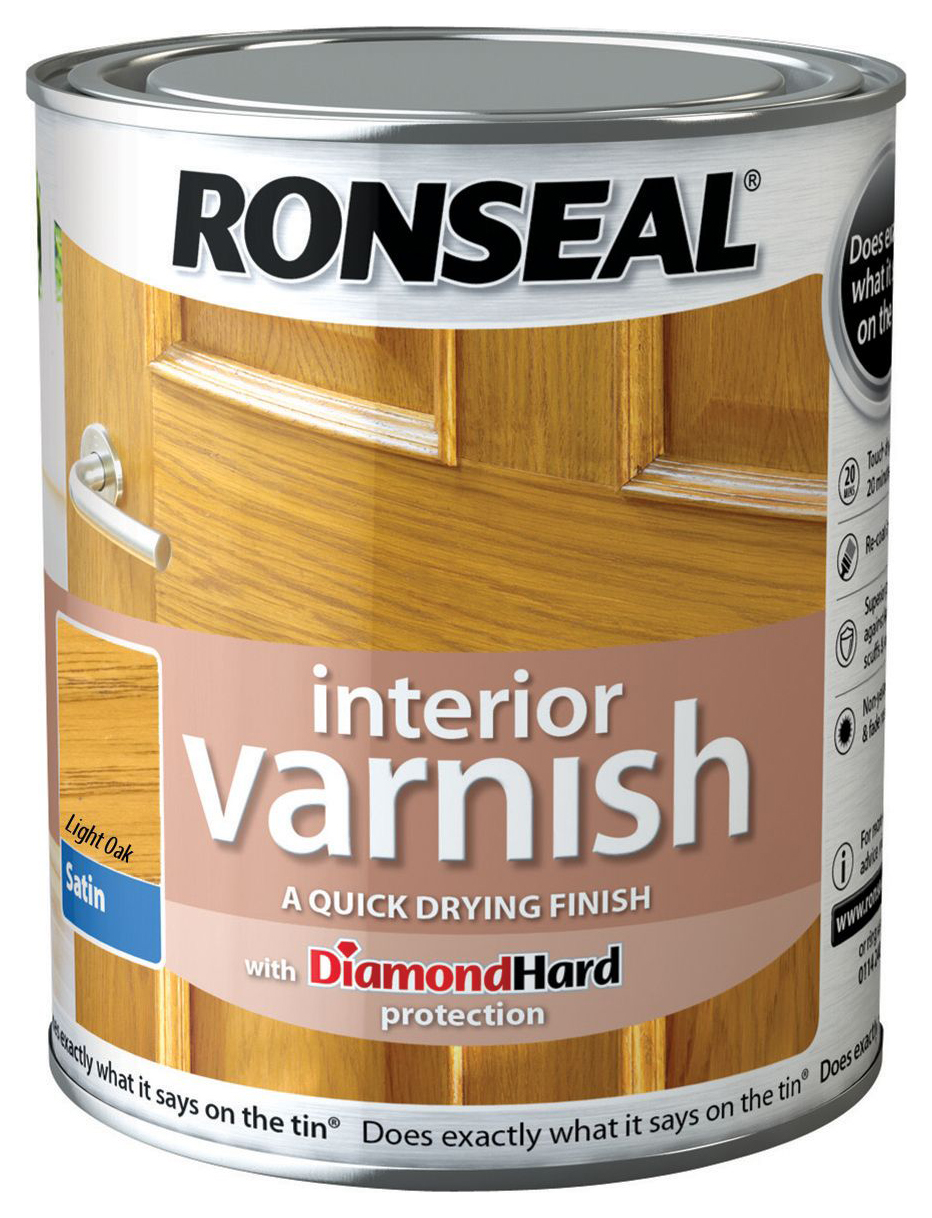 Image of Ronseal Interior Varnish - Satin Light Oak 750ml