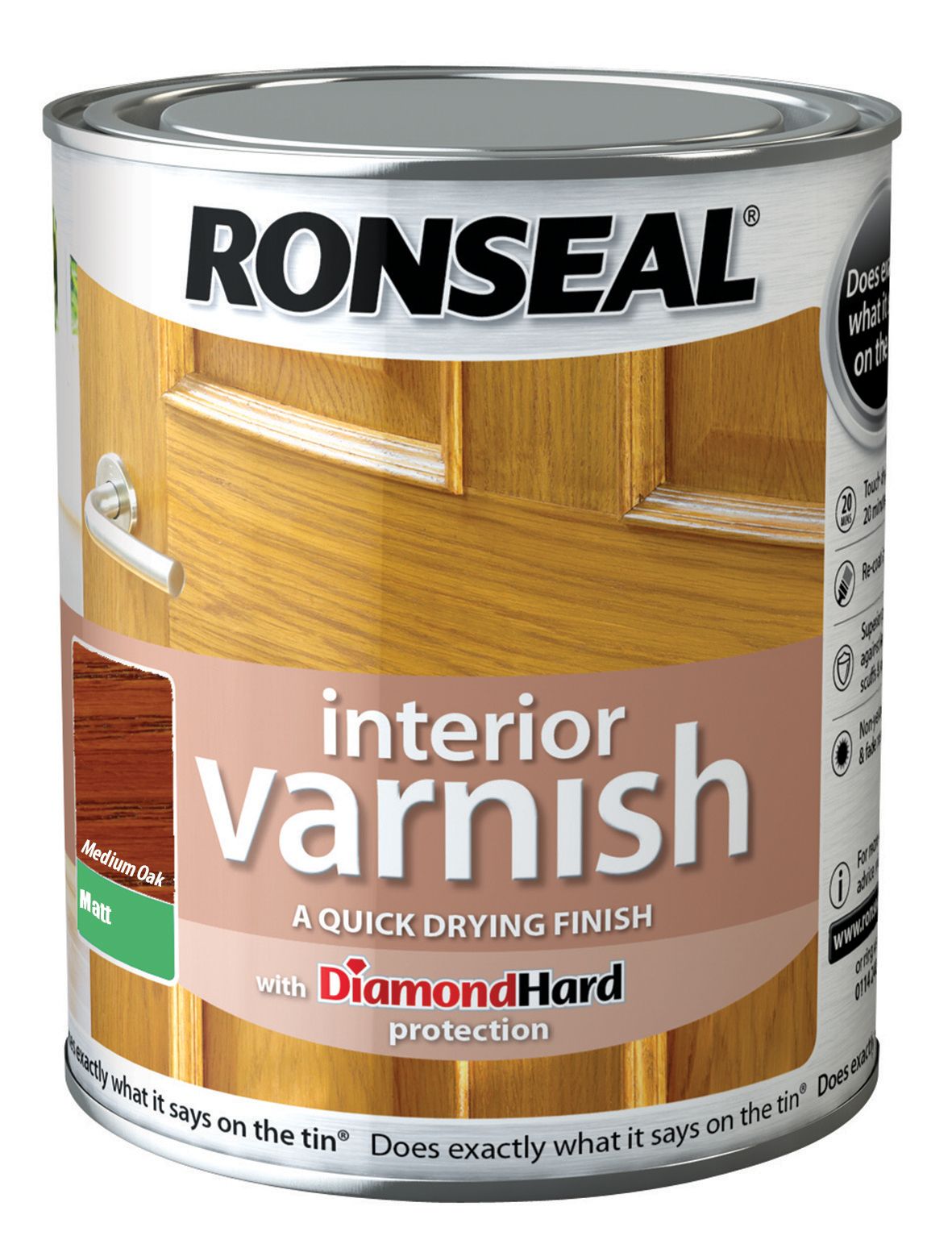 Image of Ronseal Interior Varnish - Matt Medium Oak 750ml