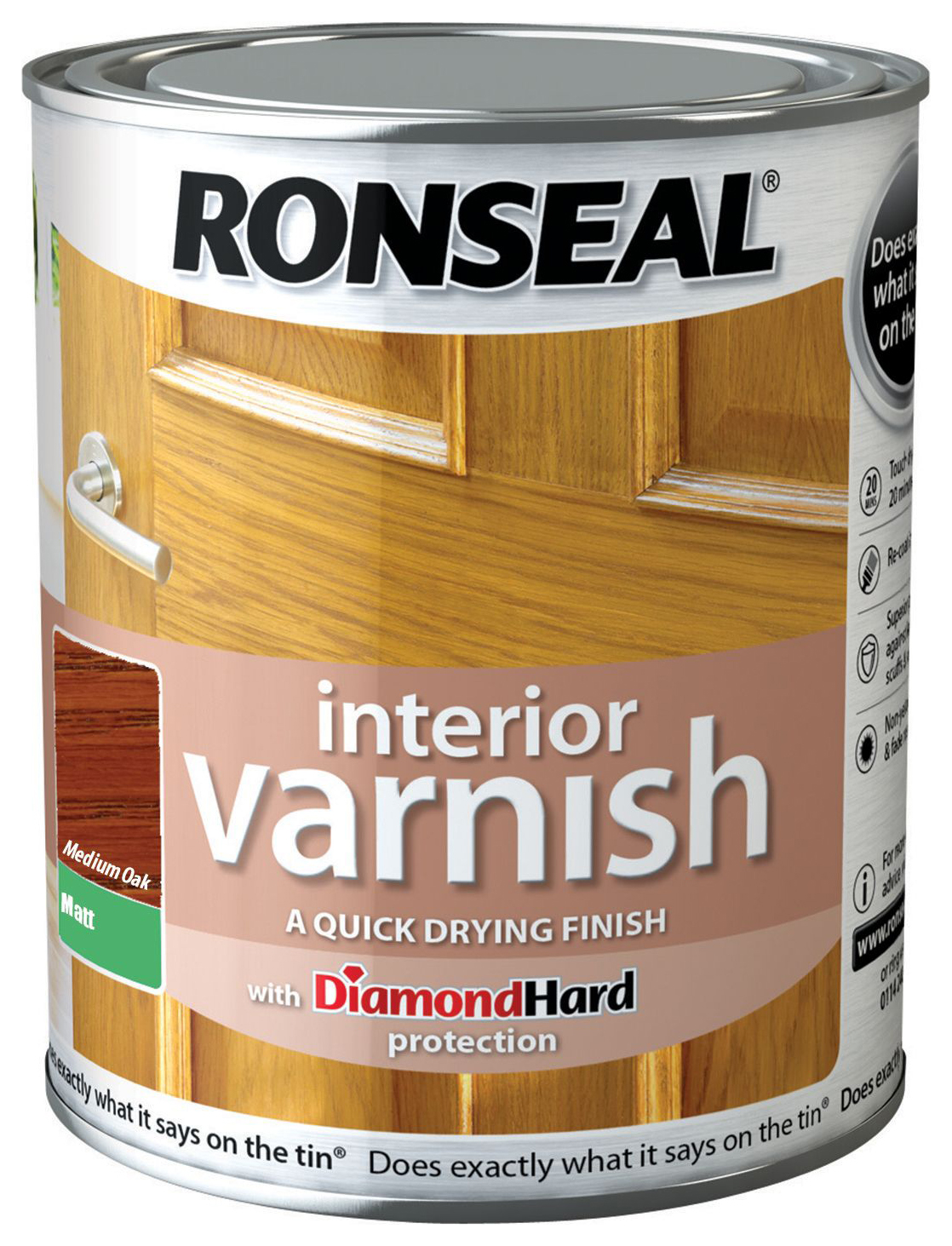 Ronseal Interior Matt Varnish - Medium Oak - 750ml