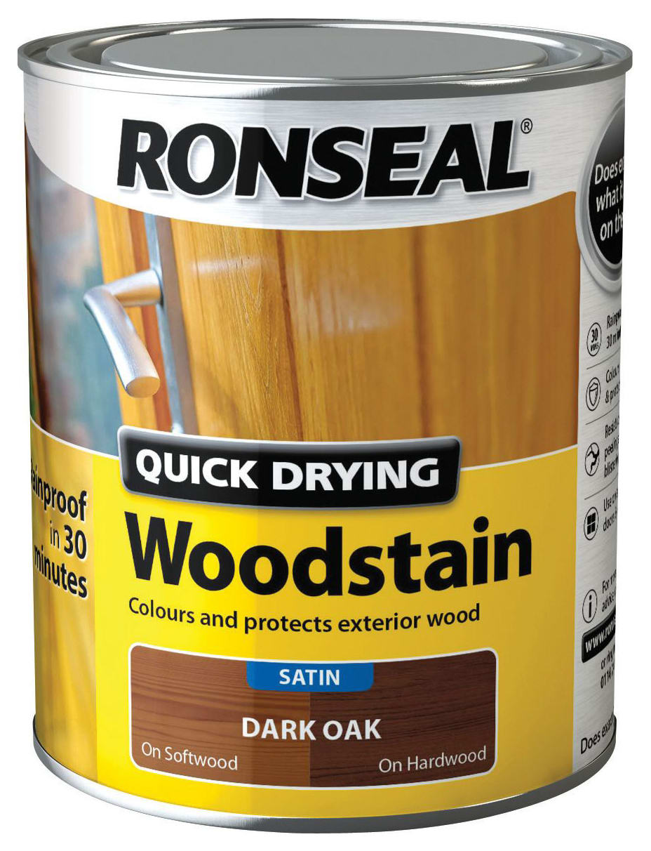 Ronseal Quick Drying Satin Woodstain Dark Oak 750ml Wickes.co.uk