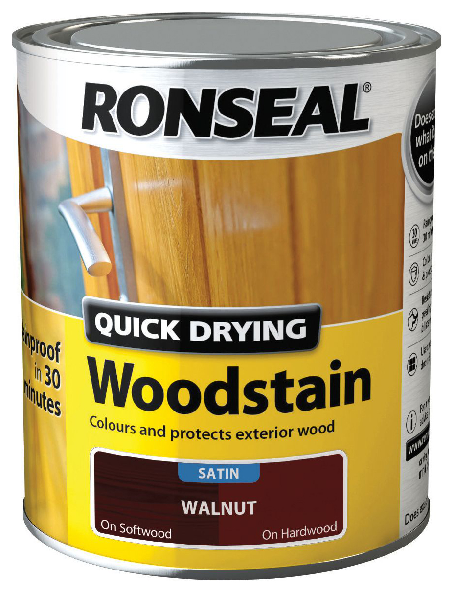 Image of Ronseal Quick Drying Woodstain - Satin Walnut 750ml