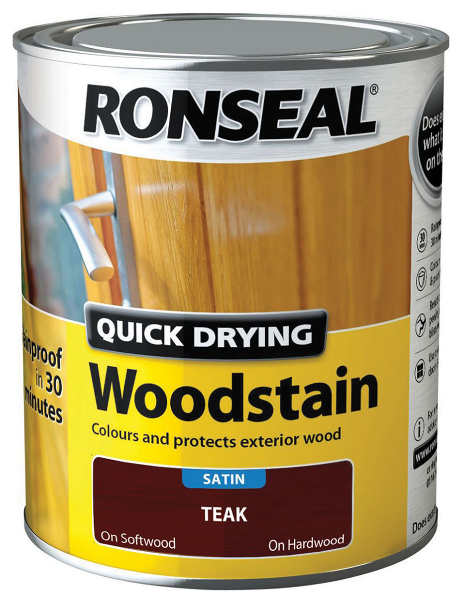 Image of Ronseal Quick Drying Woodstain - Satin Teak 750ml