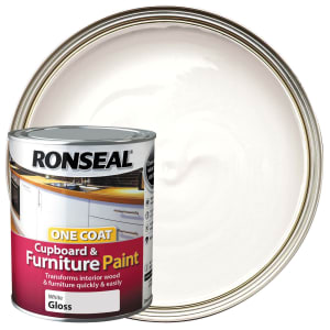 Ronseal One Coat Cupboard & Furniture Paint - White Gloss 750ml