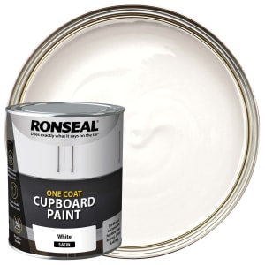 Ronseal One Coat Cupboard & Melamine Paint - White Satin 750ml