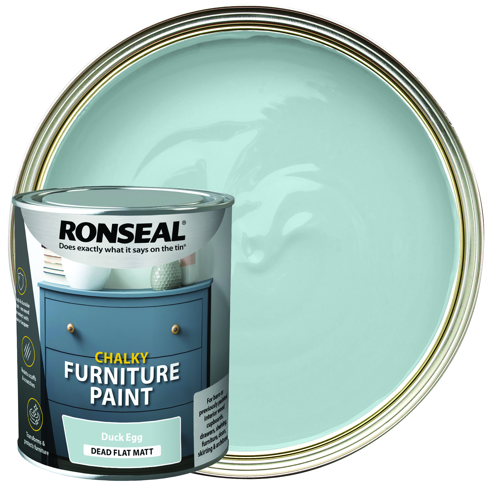 Ronseal Chalky Furniture Paint - Duck Egg - 750ml