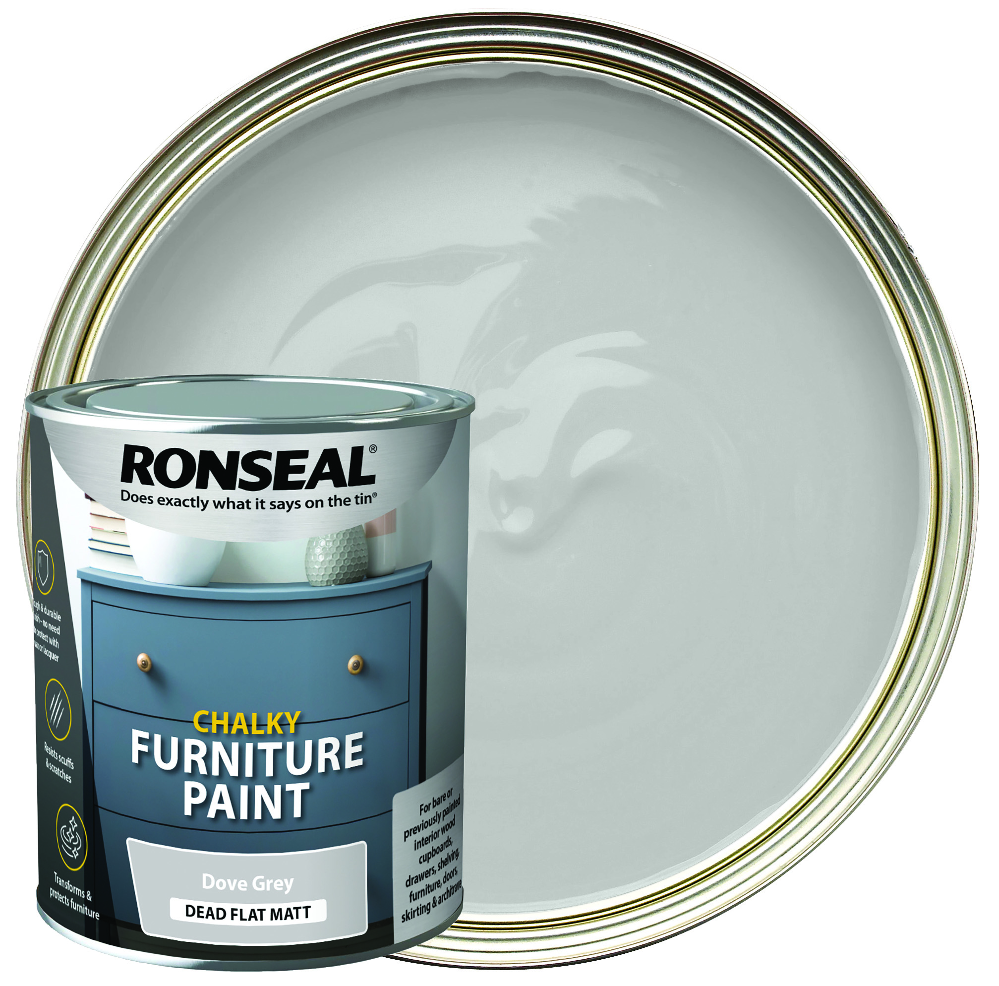 Ronseal Chalky Furniture Paint - Dove Grey - 750ml