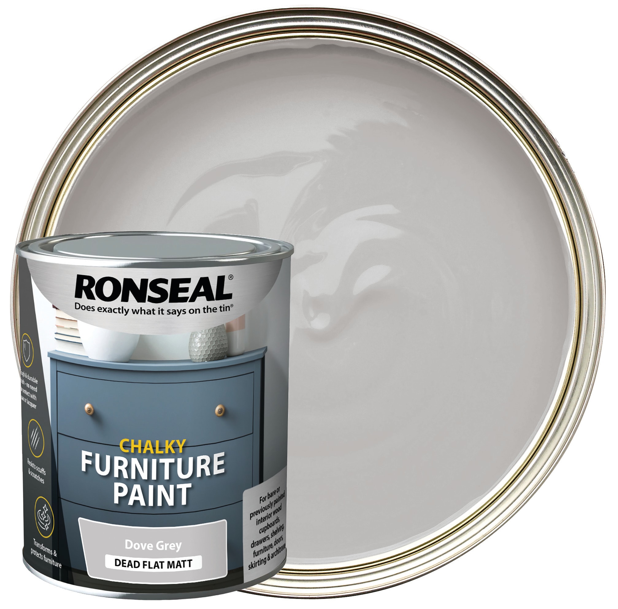 Ronseal Chalky Furniture Paint - Dove Grey -