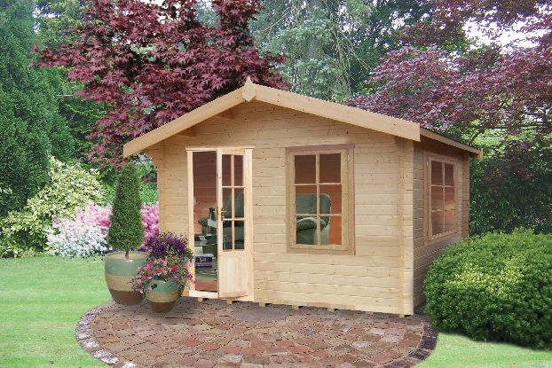 Shire 10 x 8 ft Bucknells Log Cabin with Overhang