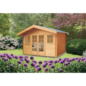 Shire Clipstone Double Door Log Cabin with Opening Windows - 12 x 10 ft