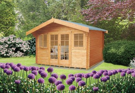 Shire Large Clipstone Double Door Log Cabin with Overhang - 16 x 16 ft