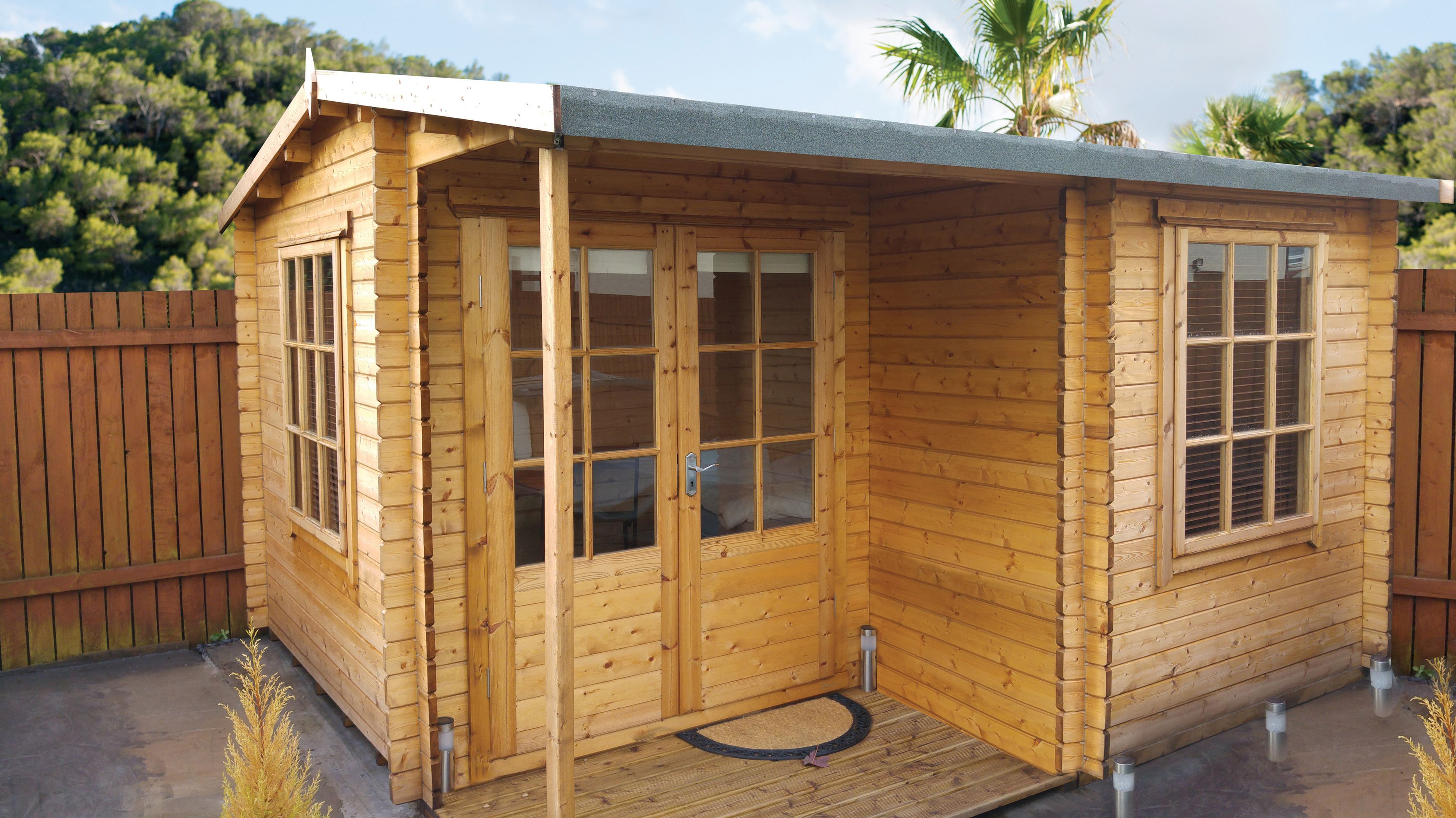 Image of Shire Ringwood 12 x 18ft Double Door Log Cabin including Covered Porch