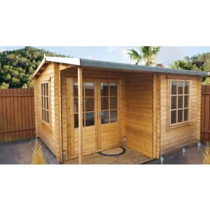 Shire 12 x 18 ft Ringwood Double Door Log Cabin with Covered Porch