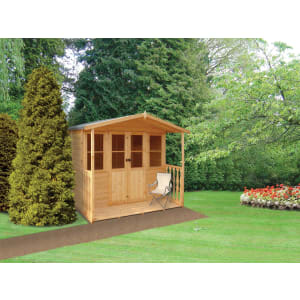 Shire Houghton 7 x 7ft Double Door Apex Dip Treated Summer House with Veranda