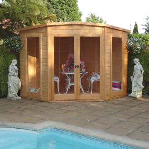 Shire Barclay 7 x 7ft Double Door Pent Dip Treated Corner Summer House