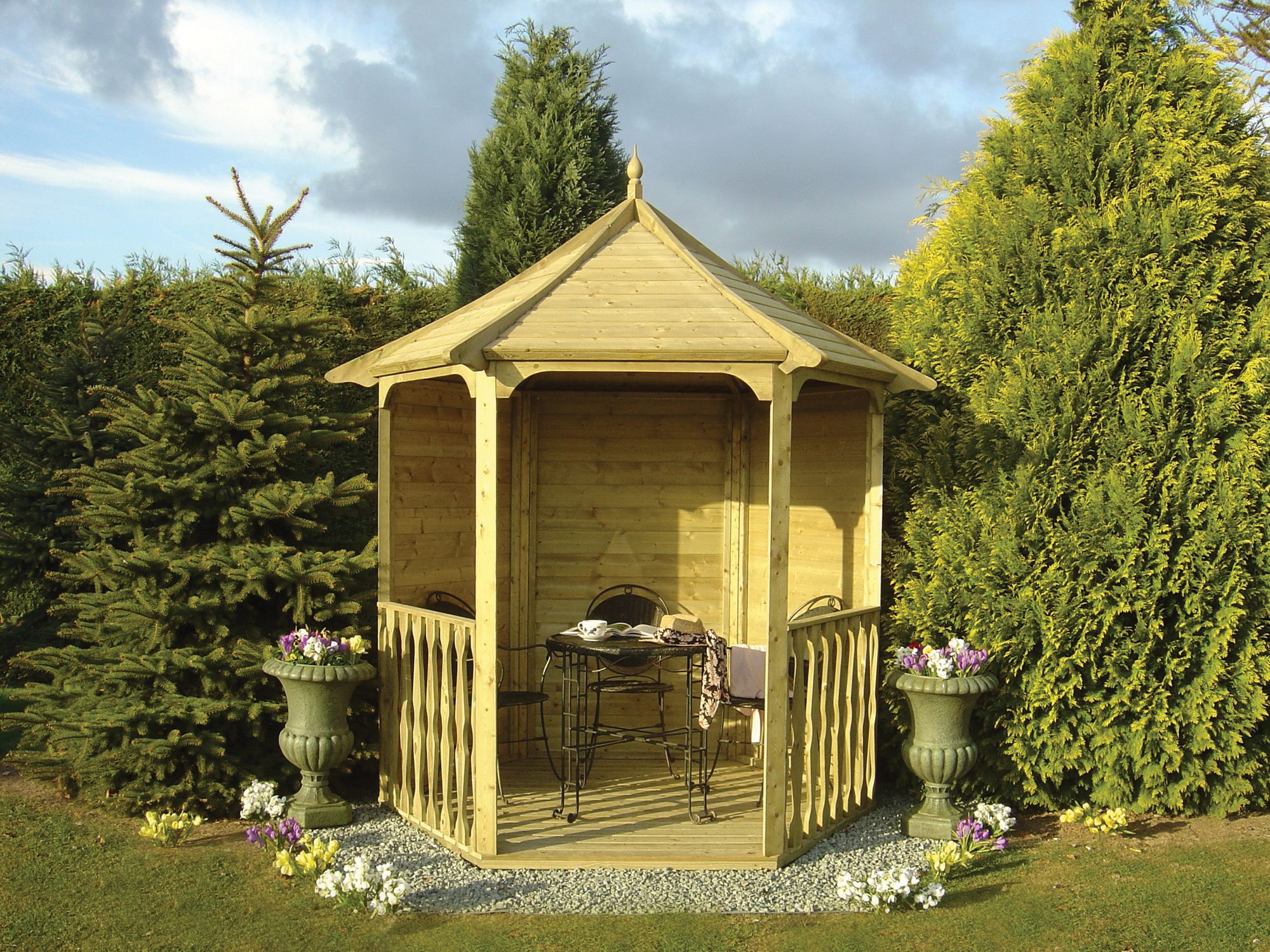 Image of Wickes Hexagonal Garden Arbour with Floor - 2160 x 1870mm