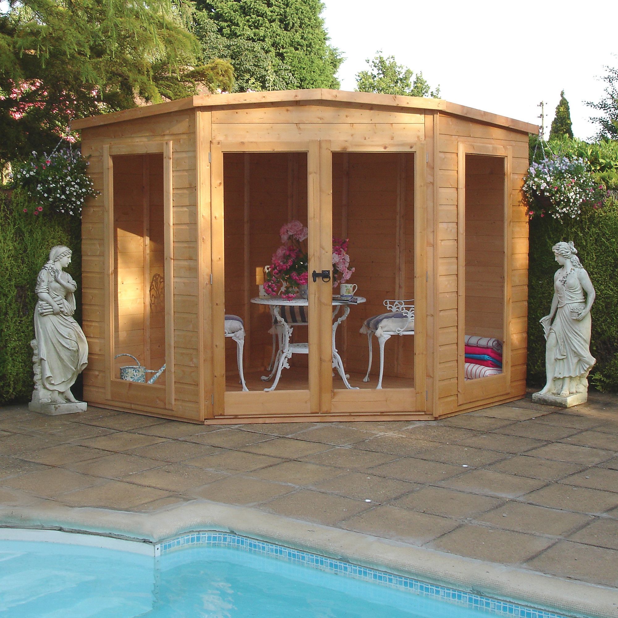 Shire Barclay 8 x 8ft Double Door Pent Corner Summer House