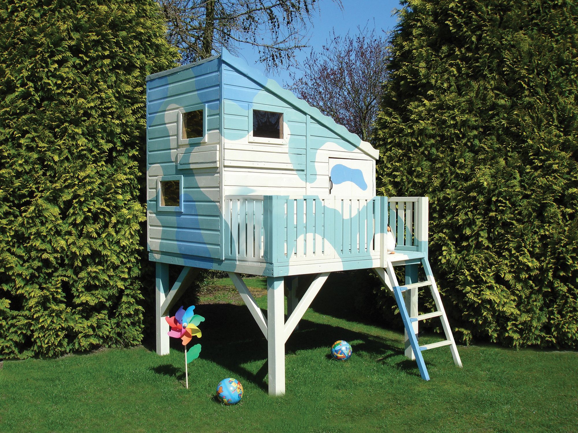 Image of Shire 6 x 6ft Command Post & Platform Elevated Wooden Playhouse with Balcony