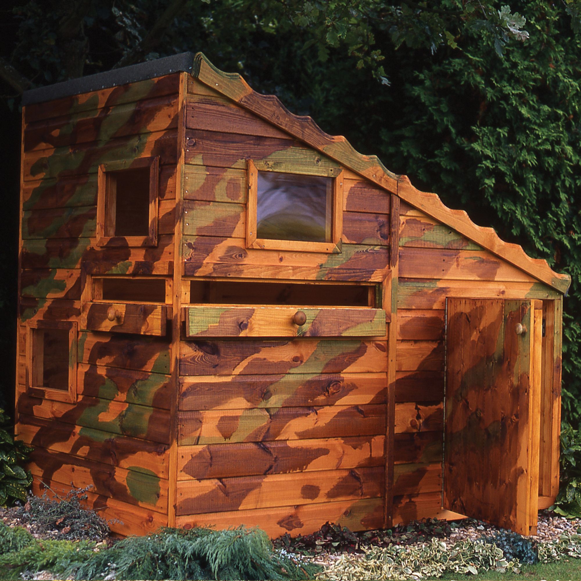 Image of Shire 6 x 4ft Command Post Wooden Playhouse with Water Gun Ports