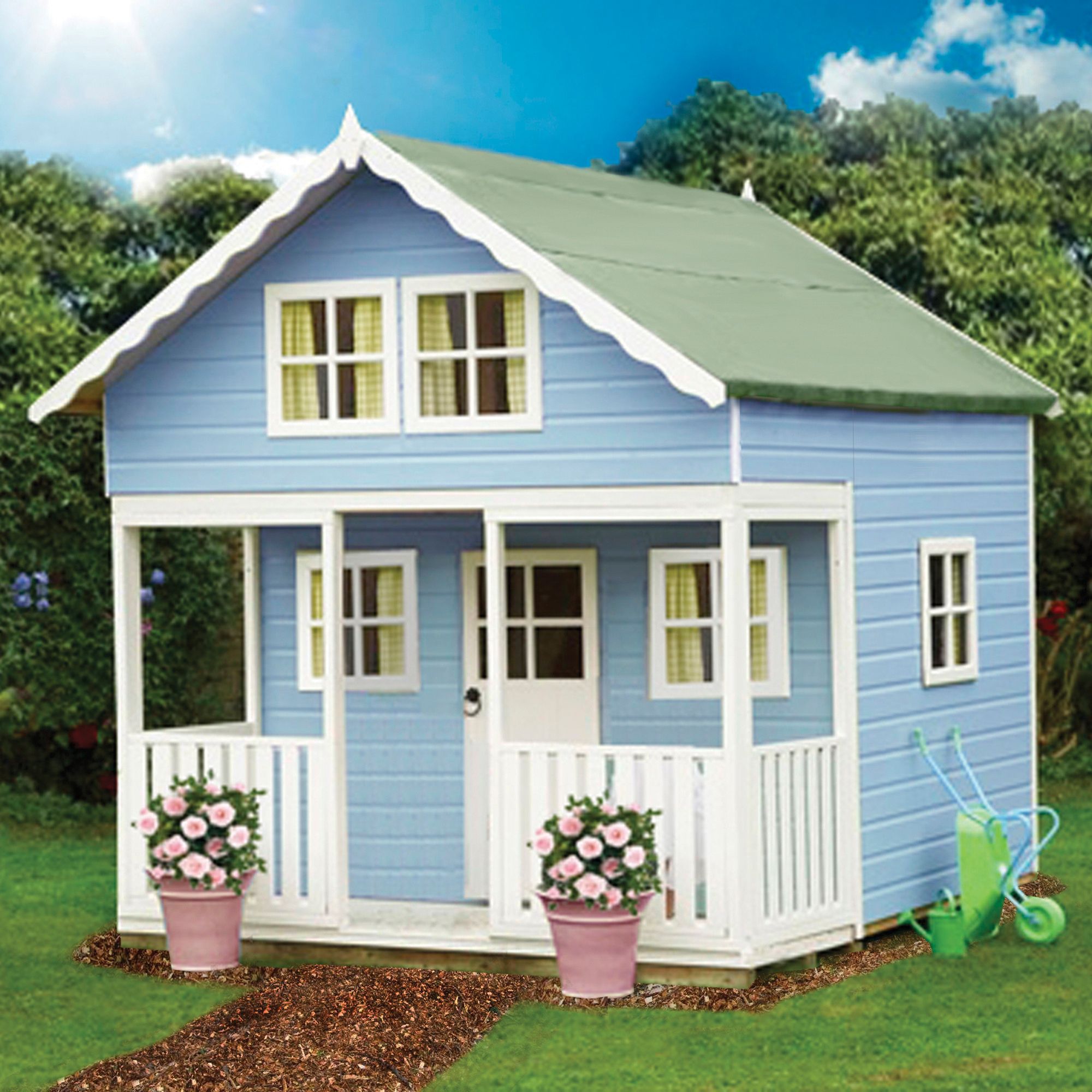 Image of Shire 8 x 9ft Lodge & Bunk Large Wooden Playhouse with Veranda