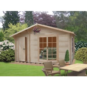 Image of Shire Bourne 14 x 10ft Double Door Log Cabin including Storage Room with Assembly