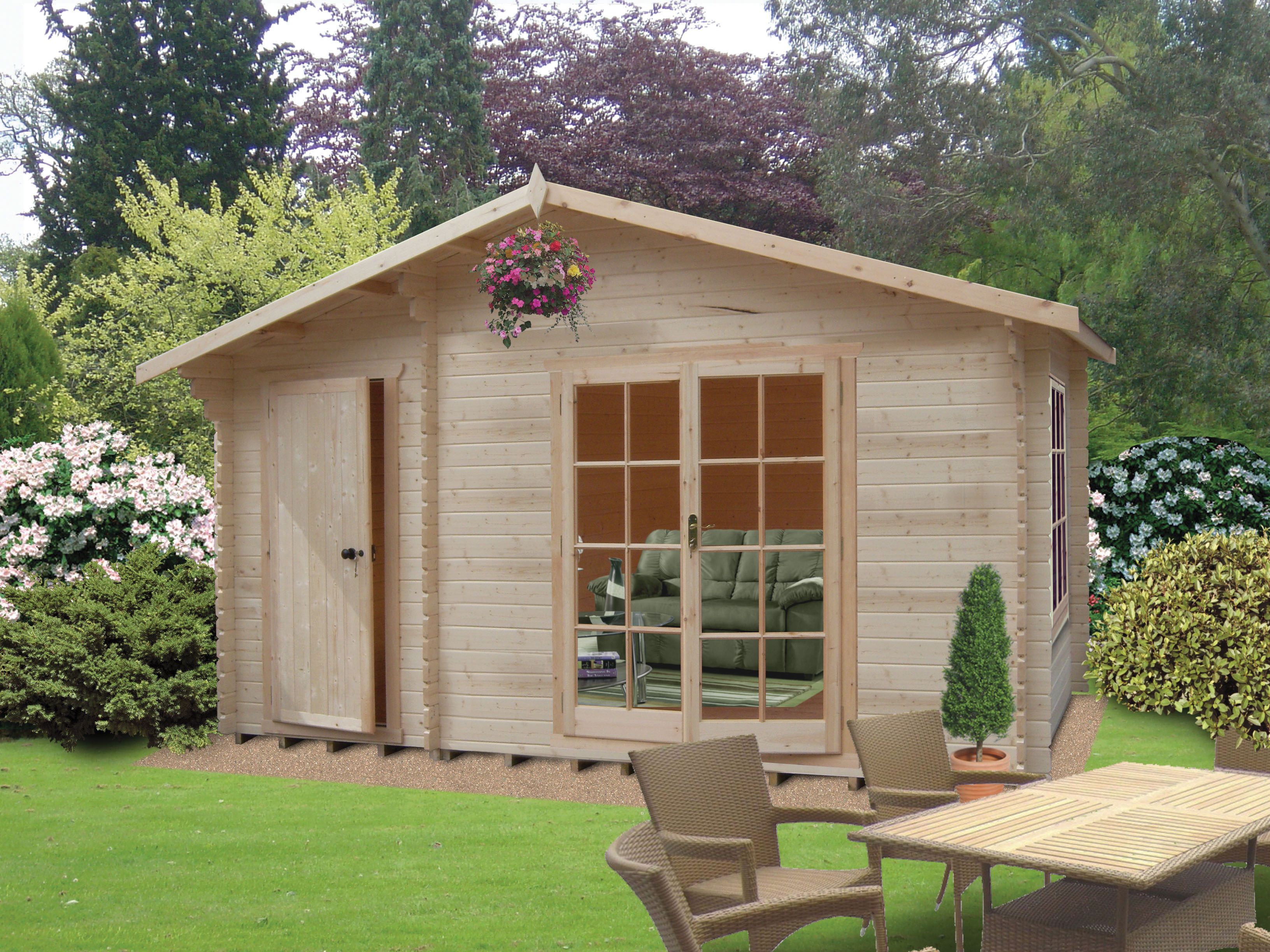 Image of Shire Bourne 14 x 12ft Double Door Log Cabin including Storage Room with Assembly